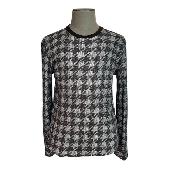 American Rag Houndstooth Long Sleeve Tee Gray Black Shirt Men’s Size M - Picture 3 of 6